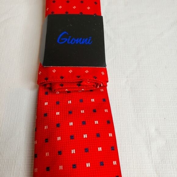 Gionni Red, White, and Blue Tie and Handkerchief Set - Picture 2 of 7